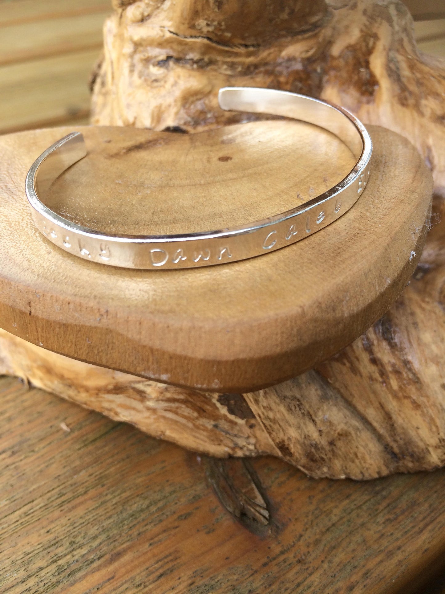 Personalised Sterling silver bangle choice of text and pattern, fully hallmarked & handmade uk