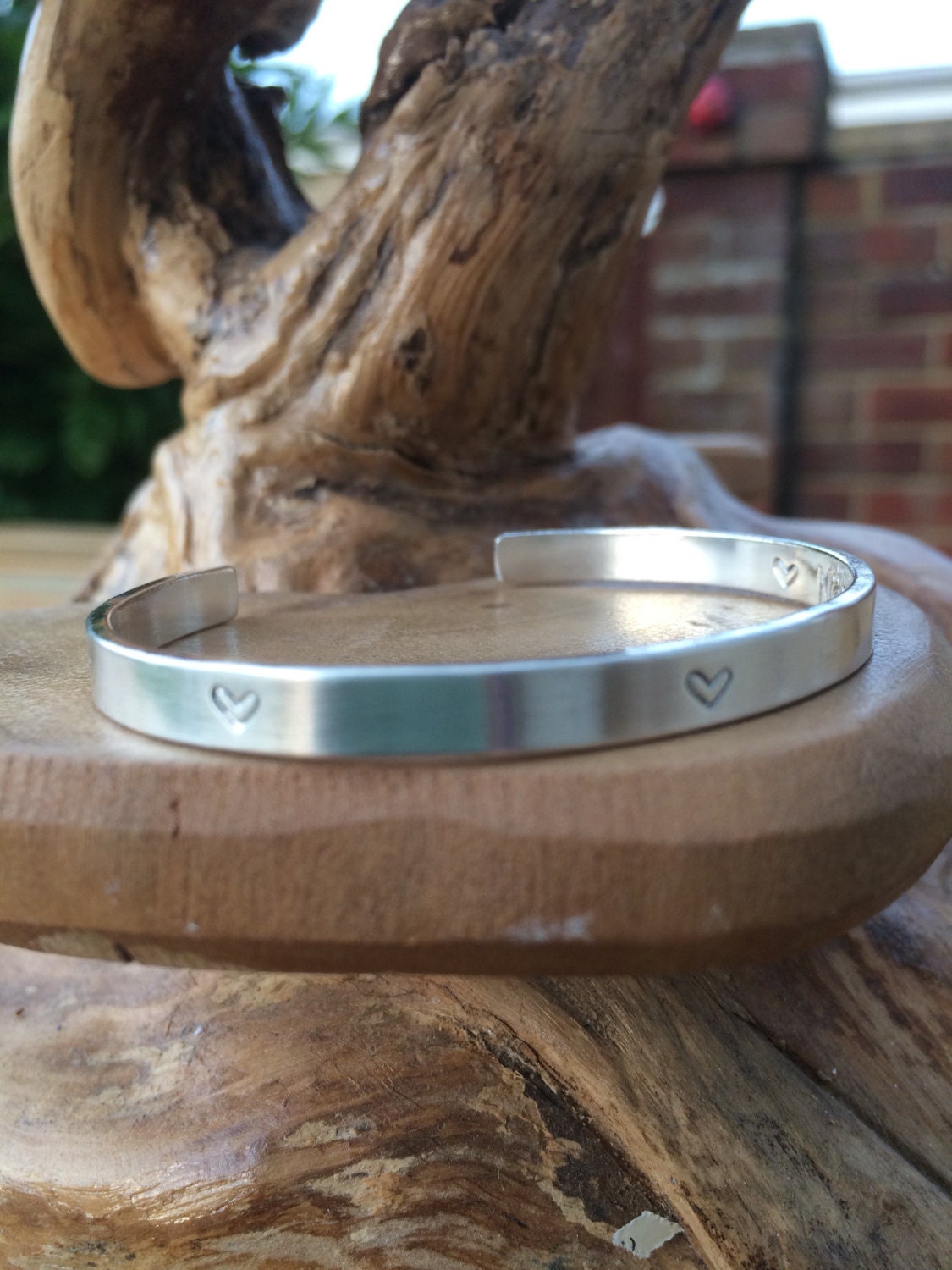 Personalised Sterling silver bangle choice of text and pattern, fully hallmarked & handmade uk