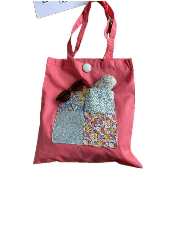 Liberty of London pocket large Tote bag handmade,Liberty print front pocket on bright colourful cotton tote bags. Unique gift.